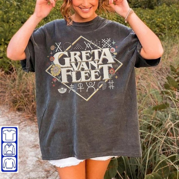 Greta Van Fleet T-Shirt, Greta Van Fleet Merch, Greta Van Fleet T-shirt, Retro Greta Van Fleet T-Shirt, Dream In Gold Tour 2023 Shirt