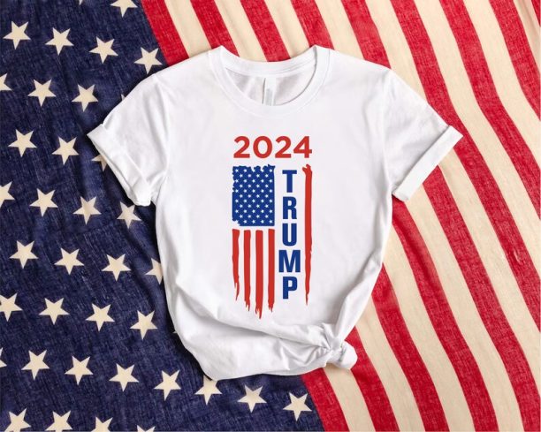 Trump Flag Shirt, 2024 Trump Shirt, Republican T Shirt, Voting Shirt, MAGA Ladies Shirt, MAGA 2024, MAGA Men's Shirts