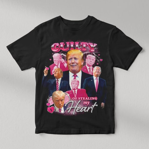 DONALD TRUMP: Guilty Of Stealing My Heart | Vintage Bootleg Mugshot Retro Shirt Merch | Unisex Cotton