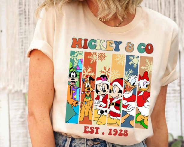 Disney Mickey & Co Est 1928 Christmas Shirt, Santa Mickey and Friends, Mickey's Very Merry Xmas, Disneyland Christmas Family Matching Shirt