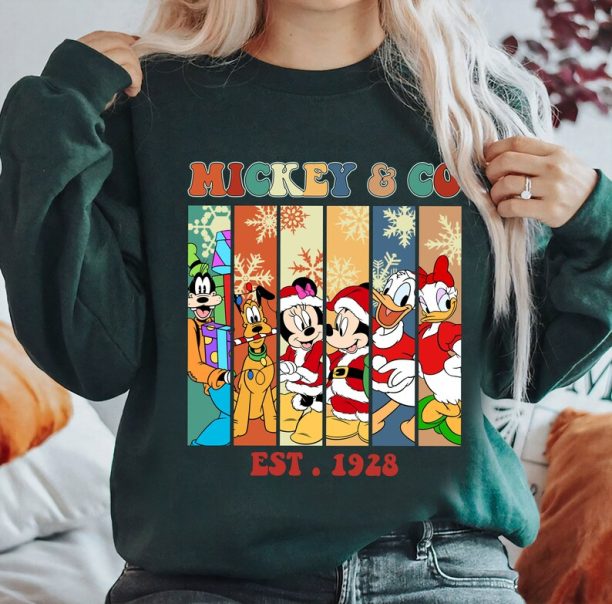 Disney Mickey & Co Est 1928 Christmas Shirt, Santa Mickey and Friends, Mickey's Very Merry Xmas, Disneyland Christmas Family Matching Shirt