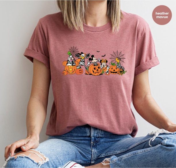 Disney Pumpkin Shirt, Mickey Mouse and Friends T-Shirt, Toddler Halloween TShirts, Skeleton Graphic Tees, Kids Spooky Season Clothing