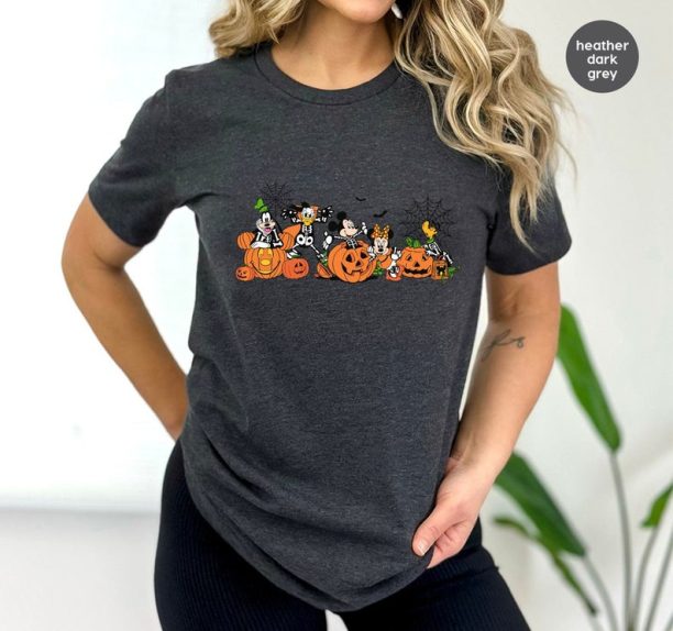 Disney Pumpkin Shirt, Mickey Mouse and Friends T-Shirt, Toddler Halloween TShirts, Skeleton Graphic Tees, Kids Spooky Season Clothing