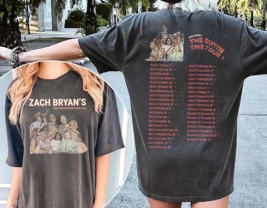 Zach Graphic Bryan's The Quittin Time Tour 2023, Bryan Tracklist 2side tshirt Gift for men women unisex tshirt