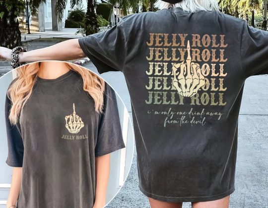 Jelly I'm only one Drink away from the devil Graphic Shirt, Backroad Baptism Tour 2023, Jelly Roll Gift for Fans