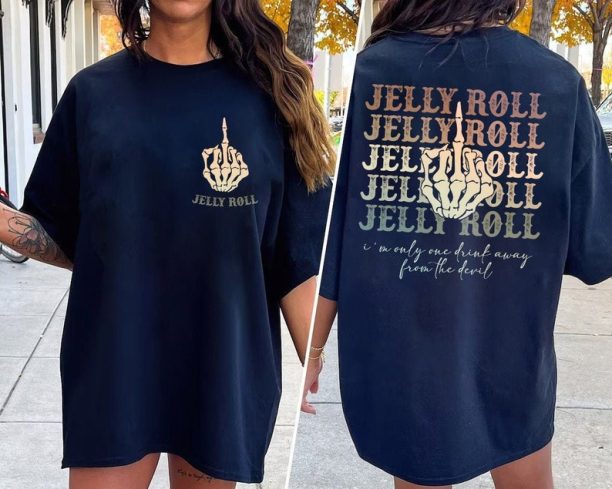 Jelly I'm only one Drink away from the devil Graphic Shirt, Backroad Baptism Tour 2023, Jelly Roll Gift for Fans