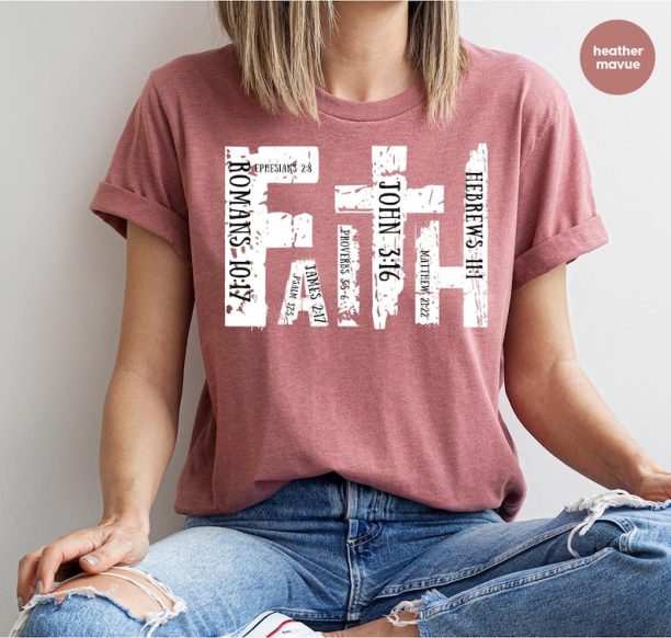 Christian Shirt, Bible Verse T-Shirt, Religious Outfit, Retro Faith T Shirt, Christian Cross Graphic Tees