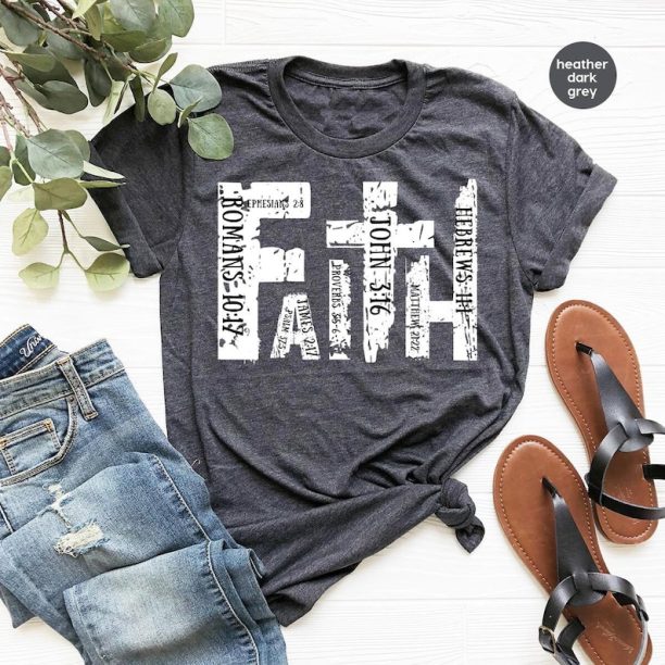 Christian Shirt, Bible Verse T-Shirt, Religious Outfit, Retro Faith T Shirt, Christian Cross Graphic Tees