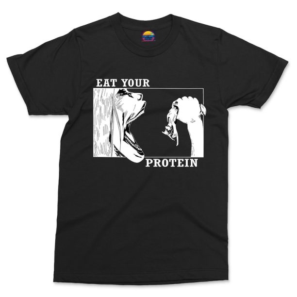 Funny Anime T-shirt, Eat Your Protein, Japanese Anime Manga Gift, Giant Man Eating Monster