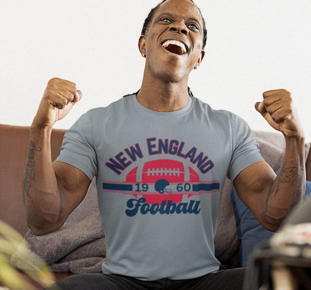 New England Football Retro T-Shirt, Vintage NE Football Crewneck Tee, Men's & Women's Boston Throwback Shirt