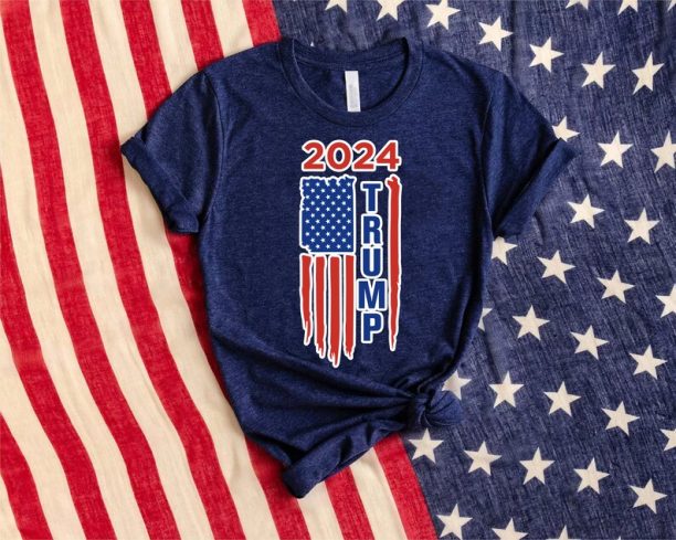 Trump Flag Shirt, 2024 Trump Shirt, Republican T Shirt, Voting Shirt, MAGA Ladies Shirt, MAGA 2024, MAGA Men's Shirts