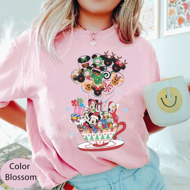 Disney Teacup Christmas Shirt, Mickey And Friends Christmas Shirt, Disney Balloons Christmas Shirt, Disneyworld Christmas, Disney Family Tee