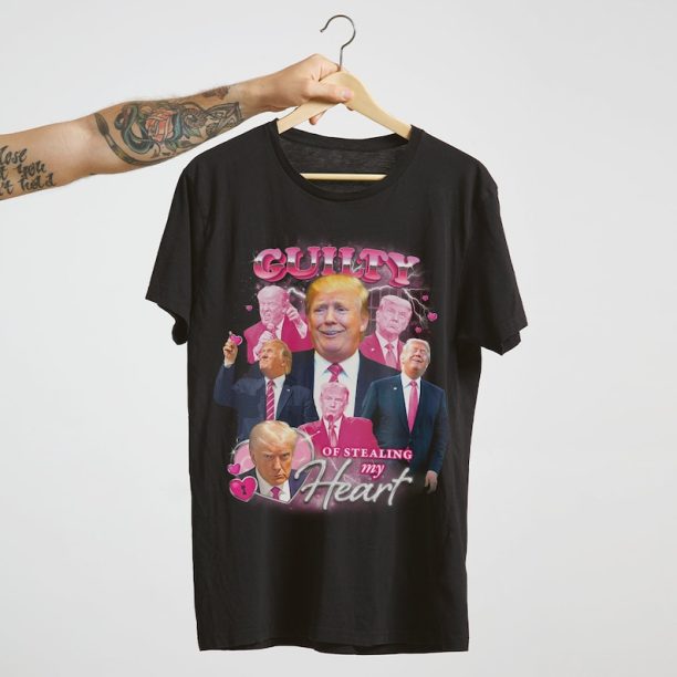 DONALD TRUMP: Guilty Of Stealing My Heart | Vintage Bootleg Mugshot Retro Shirt Merch | Unisex Cotton