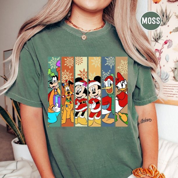 Mickey And Friends Christmas Comfort Colors Shirt, Disney Christmas Shirt, Disneyland Christmas Shirt, Disneyworld Xmas Shirt,Disney Holiday