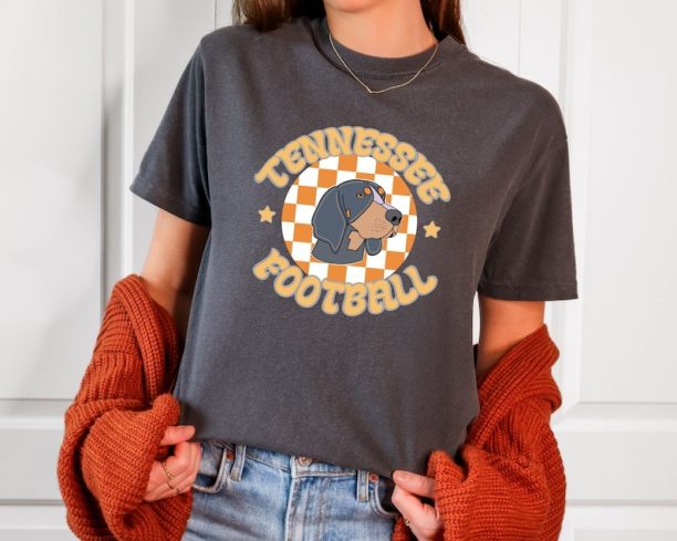 Tennessee Football Shirt, TN Game Day Tshirt, TN Checkerboard TShirt, White And Orange Checkerboard, Vintage TN Shirt