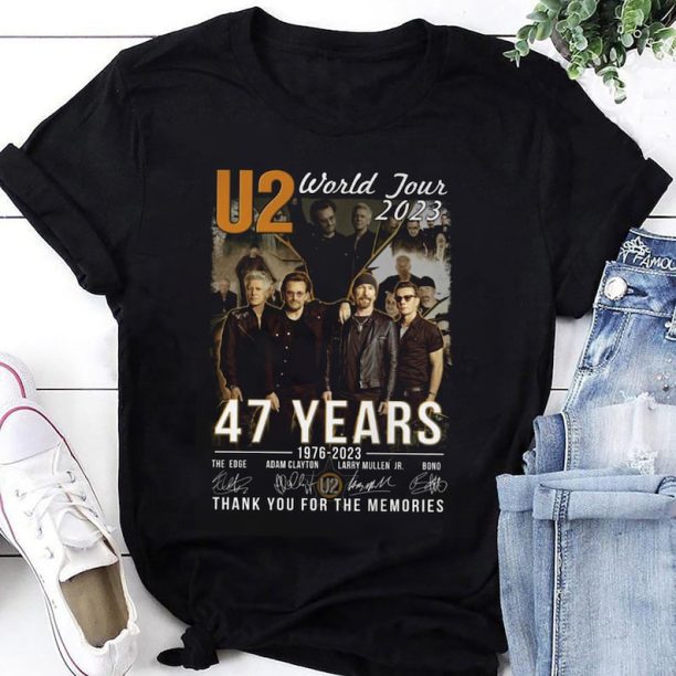 47 Years U2 Band Signature Shirt, U2 Band Shirt, Achtung Baby U2 Tour 2023 Shirt, U2 Fan Gift Shirt, Rock Band U2 Tee