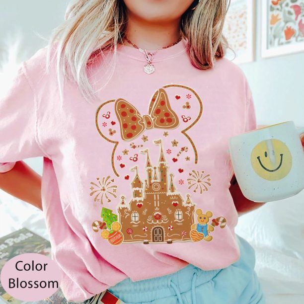 Disney Gingerbread Comfort Colors Shirt, Minnie Ear Gingerbread Shirt, Disney Christmas Shirt, Disney Castle Christmas Shirt, Disney Family