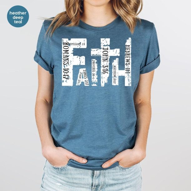 Christian Shirt, Bible Verse T-Shirt, Religious Outfit, Retro Faith T Shirt, Christian Cross Graphic Tees