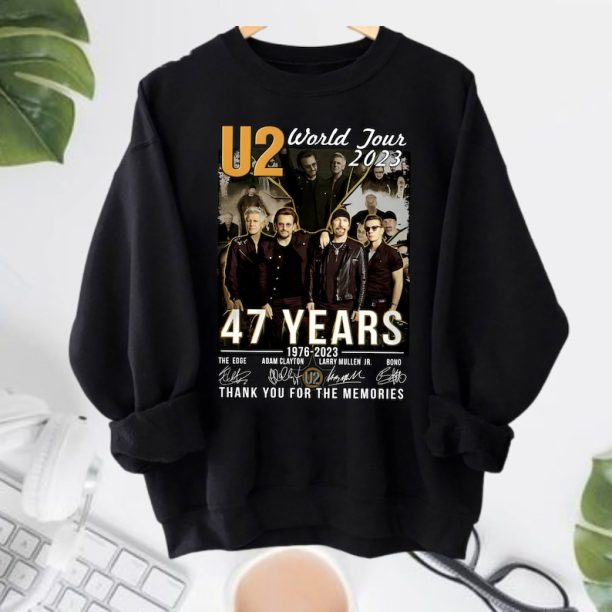 47 Years U2 Band Signature Sweatshirt, U2 Band Hoodie, Achtung Baby U2 Tour 2023 T-Shirt, U2 Fan Gift Shirt