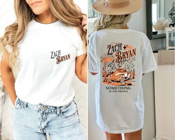 Zach Bryan Front and Back Printed Shirt, Something in the orange, American Heartbreak Tour Shirt