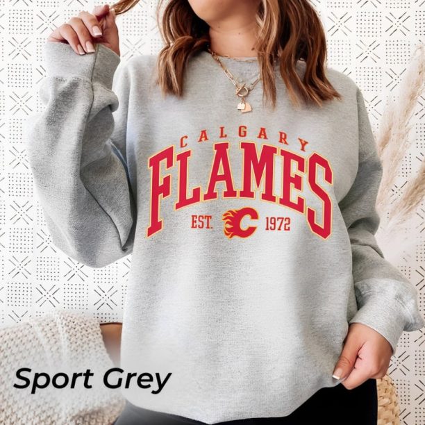 Vintage Calgary Flames Sweatshirt, Flames Tee, Hockey Sweatshirt, College Sweater, Hockey Fan Shirt