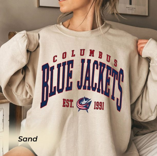 Vintage Sweatshirt, Colum.bus Blue Jackets Shirt, Blue Jac.kets Tee, Hockey Sweatshirt, College Sweater