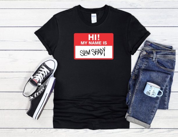 Hi My Name is Slim Shady T Shirt Hoodie Sweatshirt Baseball Men Women Unisex Baggy Boyfriend Jute Shopper Make Up