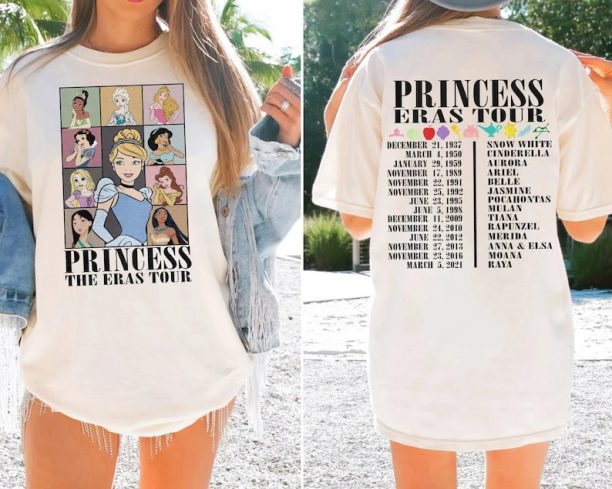 Princess Eras Tour Comfort Colors Shirt, Disney Princess Shirt, Disney Princess Characters Shirt, Disney Girl Trip Shirt