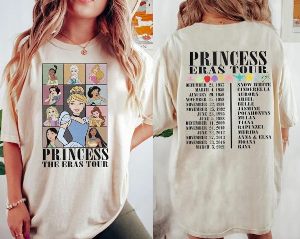 Princess Eras Tour Comfort Colors Shirt, Disney Princess Shirt, Disney Princess Characters Shirt, Disney Girl Trip Shirt