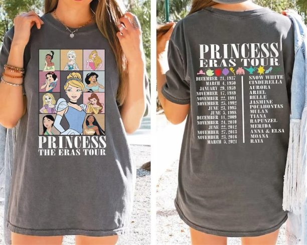 Princess Eras Tour Comfort Colors Shirt, Disney Princess Shirt, Disney Princess Characters Shirt, Disney Girl Trip Shirt