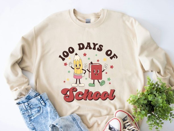 100 Days Of School Sweatshirt, 100th Day of School Crewneck, Teacher 100 Day of School Sweater