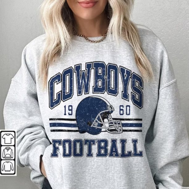 Vintage Cowboys Football Sweatshirt, Shirt Retro Style 90s Vintage Unisex Crewneck, Graphic Tee Gift For Football Fan