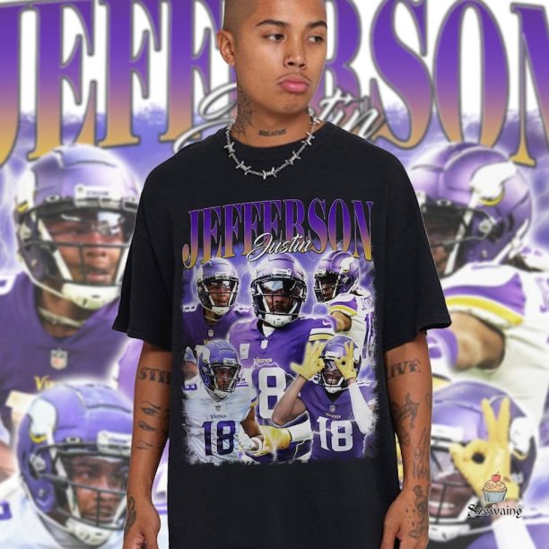 Justin Jefferson 90s Vintage Bootleg Style Football T-Shirt, Justin Jefferson Vintage Tee