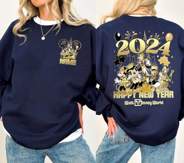 Personalized Mickey & friends Happy New Year 2024 shirt, Custom WDW Disneyland New Year's eve shirt