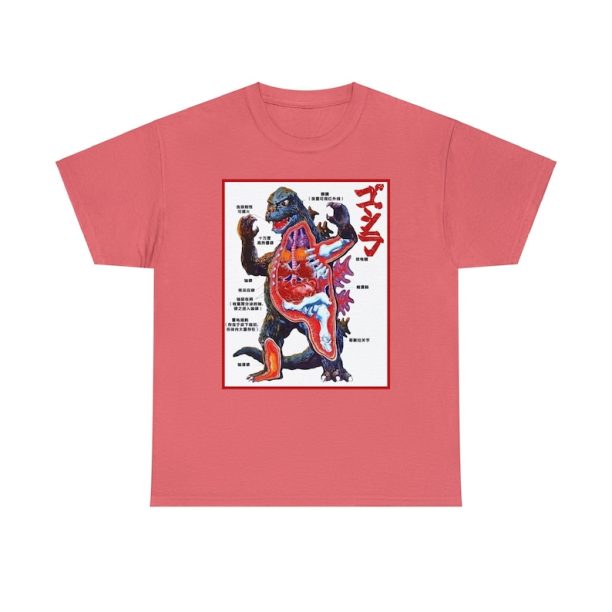 Godzilla Anatomy, King Of The Monsters, Retro Godzilla Anatomy T Shirt, Funny Graphic Unisex Softstyle T-Shirt