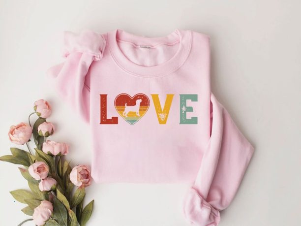 Love Dog Valentines Shirt, Valentine's Day Dog Sweatshirt, Happy Valentines Day Sweatshirt, Girlfriends Gift Shirt, Cute Love Kids Shirt