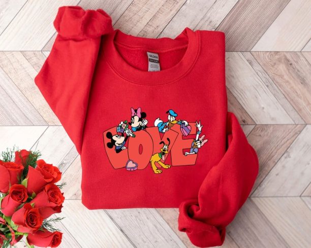 Disney Valentine Day Shirt, Women's Disney Sweatshirt, Mickey Love Shirt, Disney Love Shirt, Disney Family Shirt, Mickey Friends Gift Shirt