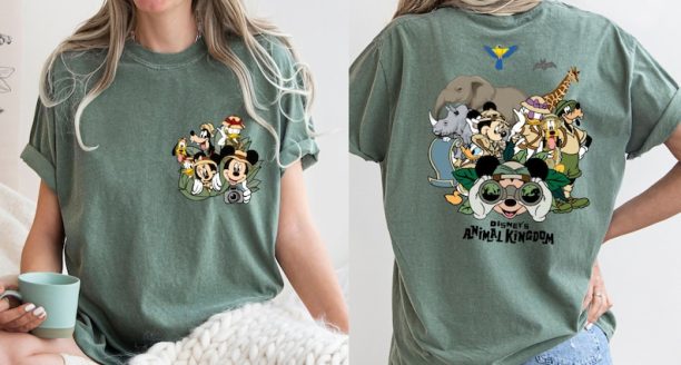 Comfort Colors® Mickey and Friends Safari Shirt, Two-sided Disney Animal Kingdom Shirt, Disney Family Safari Trip Shirt