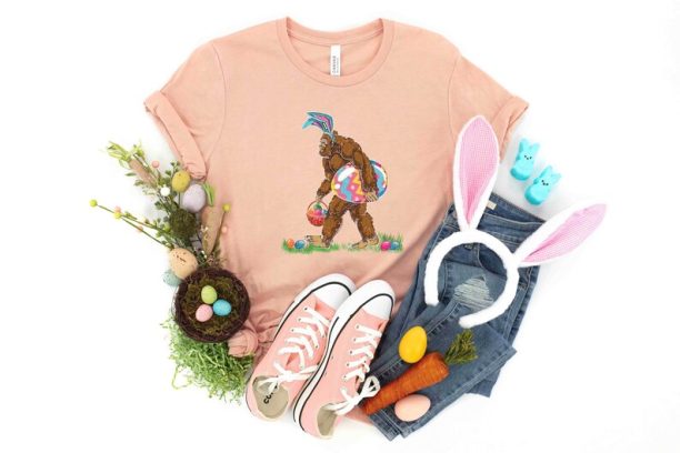 Bigfoot Easter T-shirt, Bunny Bigfoot T-shirt, Happy Easter Day Shirt, Bigfoot Easter Ear Shirt, Kids Easter Gift