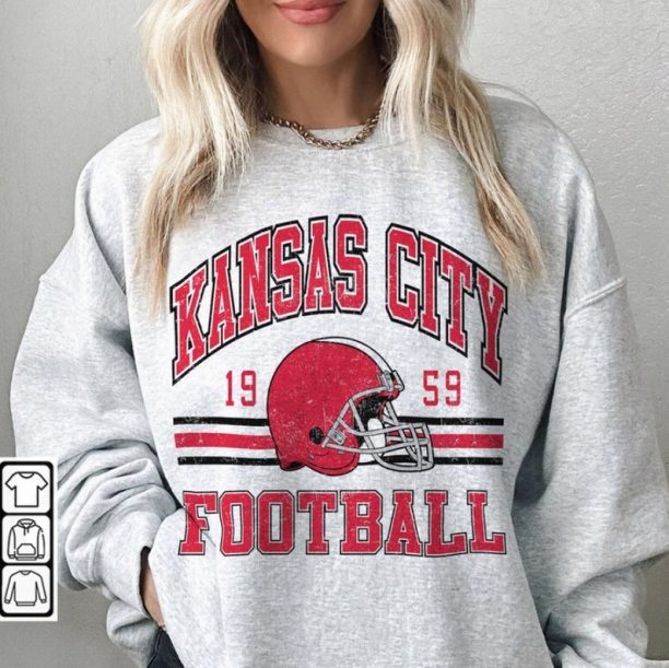 Vintage Kansas City Football Sweatshirt, Shirt Retro Style 90s Vintage Unisex Crewneck