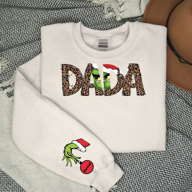 Custom Grinch Sweatshirt, Christmas Kids Names Shirt, Mama christmas gift, Matching Xmas family pajamas