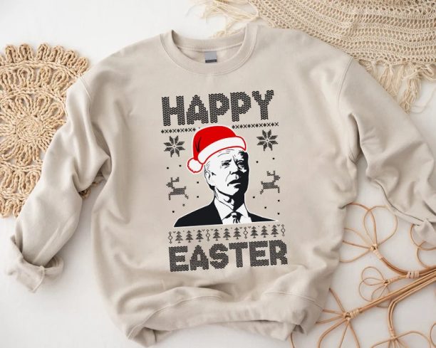 Happy Easter Joe Biden Sweatshirt, Funny Confused Joe Biden, Ugly Christmas Sweater, Joe Biden Easter Sweater