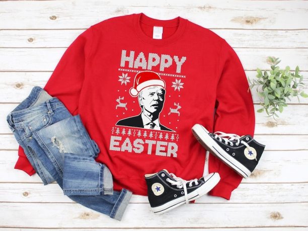 Happy Easter Joe Biden Sweatshirt, Funny Confused Joe Biden, Ugly Christmas Sweater, Joe Biden Easter Sweater