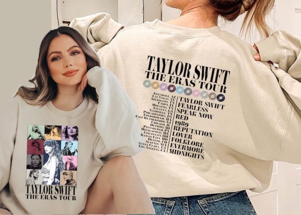 Taylor Swiftie Sweatshirt, Eras Tour Shirt, Taylor Front Back Shirt,Eras Tour Outfit,Midnights Concert Shirt,Taylor Swiftie Merch Shirt,Eras