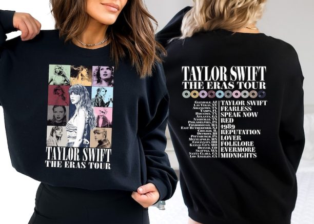 Taylor Swiftie Sweatshirt, Eras Tour Shirt, Taylor Front Back Shirt,Eras Tour Outfit,Midnights Concert Shirt,Taylor Swiftie Merch Shirt,Eras