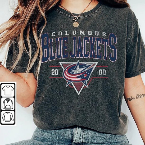 Vintage 90s Columbus Blue Jacket Shirt, Crewneck Columbus Blue Jacket Sweatshirt, Jersey Hockey Gift For Christmas