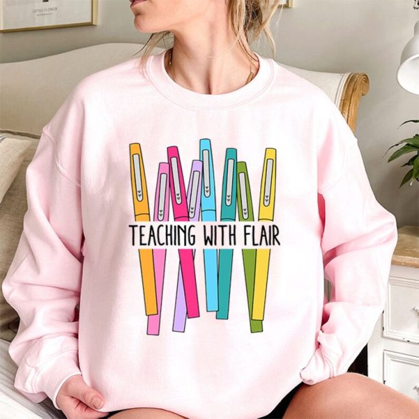 100 days of school, 100th Day Of School Funny Teacher Shirt, Teacher Gift Teaching With Flair Shirt, Teacher Shirt