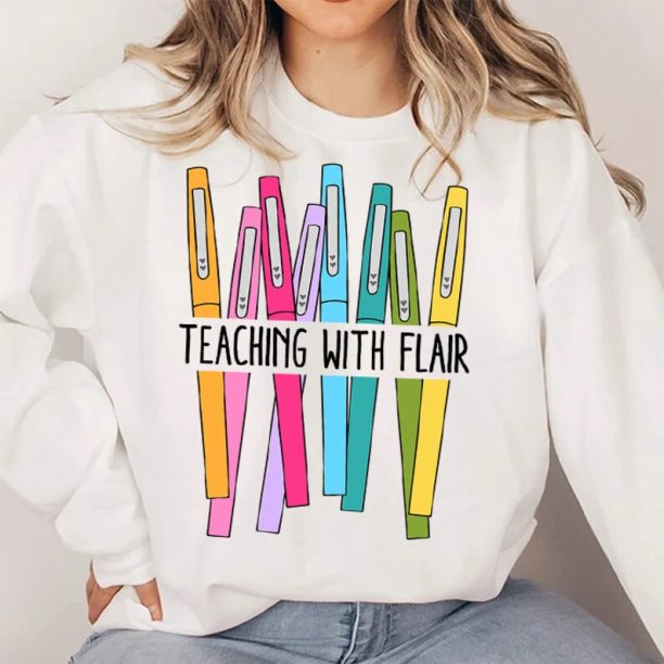 100 days of school, 100th Day Of School Funny Teacher Shirt, Teacher Gift Teaching With Flair Shirt, Teacher Shirt