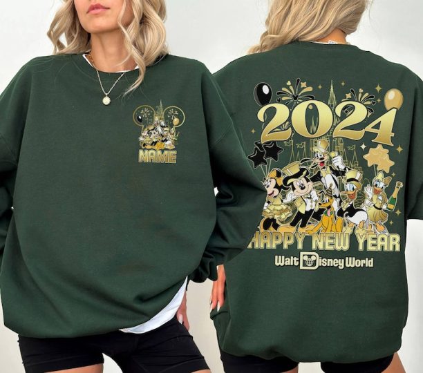 Personalized Mickey & friends Happy New Year 2024 shirt, Custom WDW Disneyland New Year's eve shirt