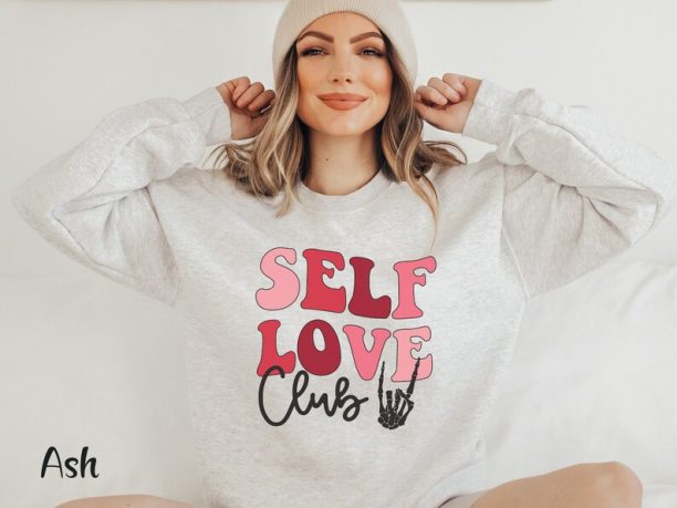 Retro Valentine Sweatshirt Self Love Shirt Anti Valentine Sweatshirt Single Valentine Shirt Funny Skeleton Shirt Single Shirt Galentines Day